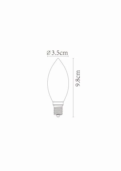 Lucide C35 - Ampoule filament - Ø 3,5 cm - LED Dim. - E14 - 1x3W 2200K - Ambre - TECHNISCH